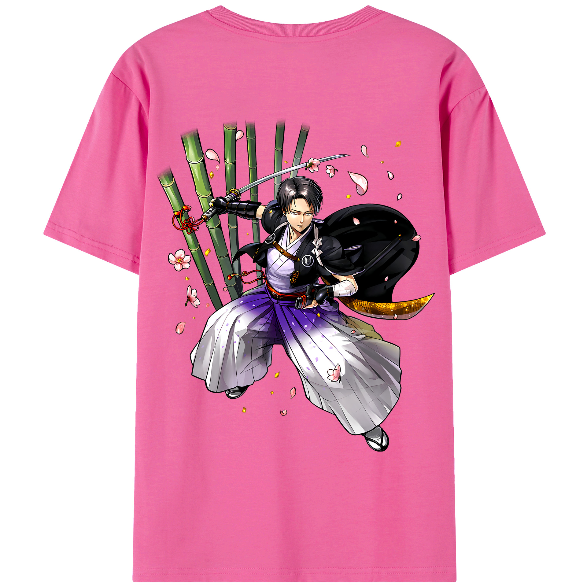 （画像用） 進撃の巨人 リヴァイ·アッカーマン Attack on Titan Levi Ackerman レディース半袖Tシャツ(バックプリント)